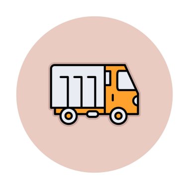 Kamyon ikonu vektörü. İnce çizgi işareti. izole resim