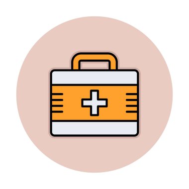 İlk yardım çantası simgesi. Acil durumlar için tıbbi ekipman