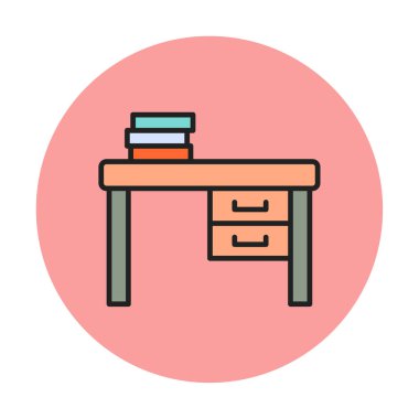 Çalışma masası simgesi, vektör illüstrasyonu basit tasarım