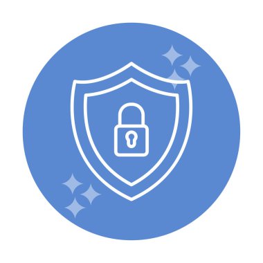 Güvenlik kalkanı düz simgesi, vektör illüstrasyonu 