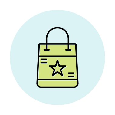 Alışveriş poşeti simgesi, vektör illüstrasyonu basit tasarım