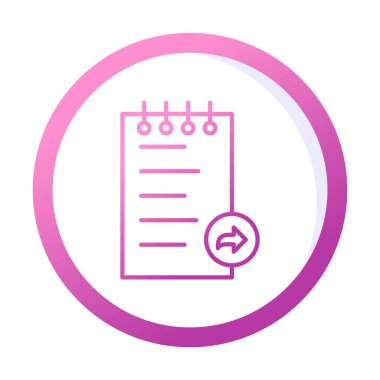 Basit not defteri arayüzü simgesi, vektör illüstrasyonu