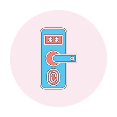 Parmak izi Kapı Koruma Simgesi Vektör İllüstrasyonu