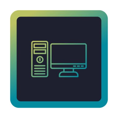 masaüstü bilgisayar simgesi tasarımı, düz işaret, vektör ve illüstrasyon