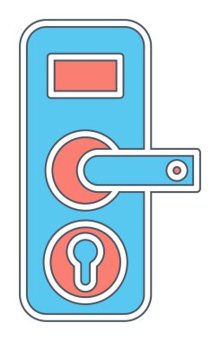 Kapı kolu ve anahtar deliği simgesi, vektör illüstrasyonu 