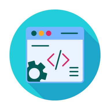 Düz biçimde web geliştirme simgesi. yazılım ve web sitesi sembolleri                           