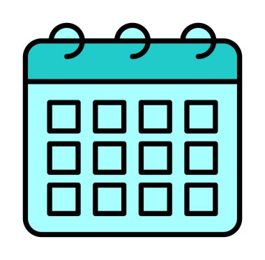 Takvim düzlüğü simgesi, vektör illüstrasyonu 