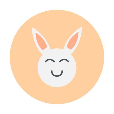 Şirin gülümseyen tavşan ikonu, vektör çizimi 