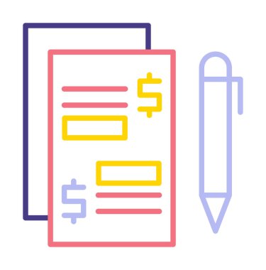 Kalem ikonlu kağıt. Ödenmiş Makaleler konsepti, vektör illüstrasyonu