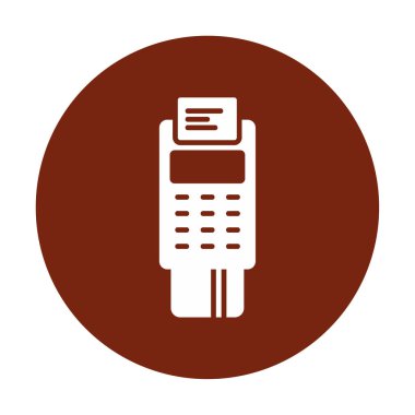 Pos Terminal Düz Simgesi Beyaz Arkaplanda