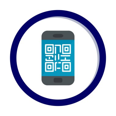 Akıllı telefon ekranındaki qr kodu beyaz arkaplanda izole edilmiş