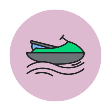 Deniz jeti kayağı ikonu. Web tasarımı için deniz jeti kayağı vektör simgesinin basit çizimi