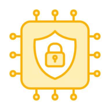 Basit Cpu simgesi, vektör illüstrasyonu