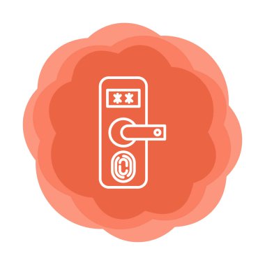 Parmak izi Kapı Koruma Simgesi Vektör İllüstrasyonu