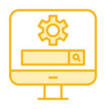 Beyaz arkaplanda Bilgisayar Arama Motoru vektör çizimi