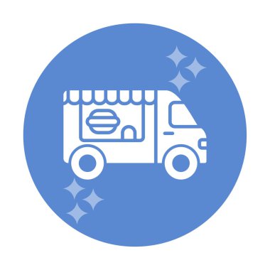 Beyaz arkaplanda yiyecek kamyonu vektör çizimi