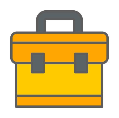 Evrak çantası vektör düz simgesi. İş durumu simgesi, bavul emojisi, vektör illüstrasyonu