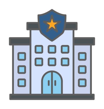 Polis binası düz simge, vektör illüstrasyon tasarımı