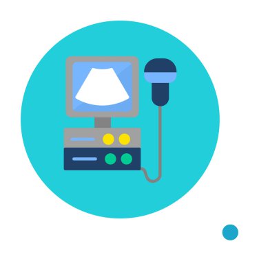 Ultrasound machine. Ultrasound scanner machine isolated object on white background. Medical diagnostic equipment sonography. Vector illustration flat design. Ultrasonic device.