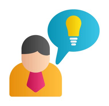 Fikri olan iş adamı, ampul ikonu vektör illüstrasyonu