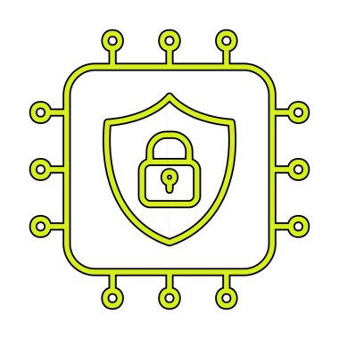 Basit Cpu simgesi, vektör illüstrasyonu