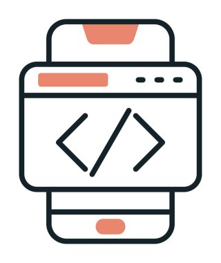 Beyaz arkaplanda akıllı telefon kodlama vektör çizimi