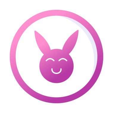 Şirin gülümseyen tavşan ikonu, vektör çizimi 