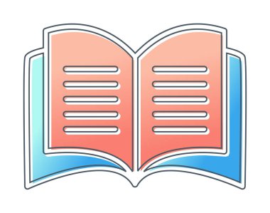 Basit Açık Kitap simgesi, vektör illüstrasyonu