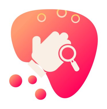 Bir büyüteç ikonuyla el. Hijyen konsepti. vektör illüstrasyonu