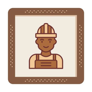 Kask simgesi olan işçiler, vektör illüstrasyonu 