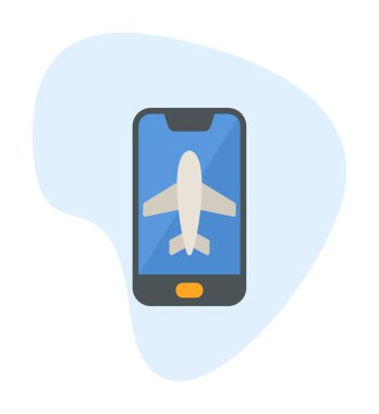 Akıllı telefon ekranında uçak kipi, vektör illüstrasyonu 