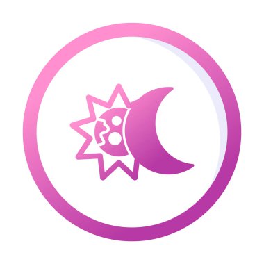 Katı ay ve güneş ikonu. Tutulma, vektör illüstrasyon tasarımı