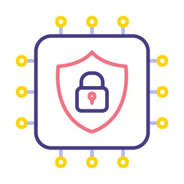 Basit Cpu simgesi, vektör illüstrasyonu