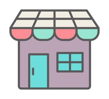 Dükkan cephesi simgesi, vektör illüstrasyonu