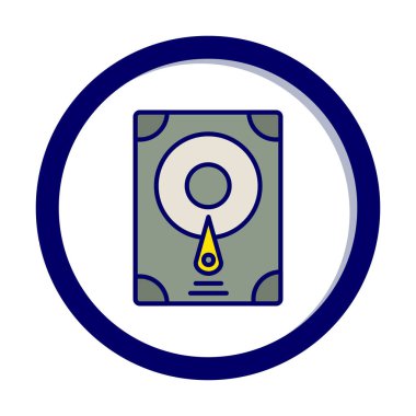 Sabit disk simgesi, vektör illüstrasyonu basit tasarım