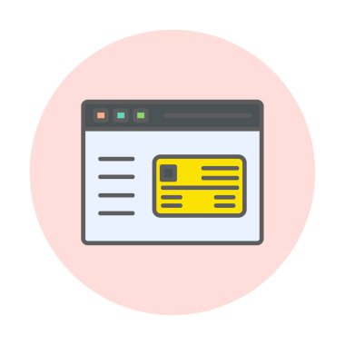 Basit Web Ödeme simgesi, vektör illüstrasyonu