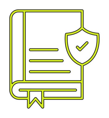 Kitap ve güvenlik kalkanı. Web simgesi basit illüstrasyon 