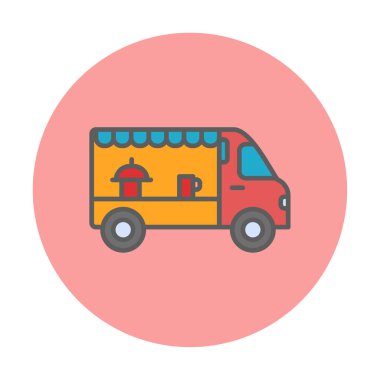 Beyaz arkaplanda yiyecek kamyonu vektör çizimi