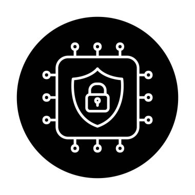 Basit Cpu simgesi, vektör illüstrasyonu