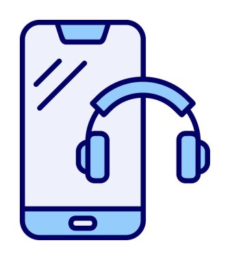 Kulaklık simgesi illüstrasyonlu akıllı telefon