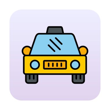 Basit taksi arabası simgesi, vektör illüstrasyonu