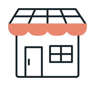 Dükkan cephesi simgesi, vektör illüstrasyonu