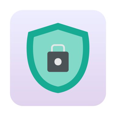 asma kilit simgesi ve vektör illüstrasyonlu kalkan