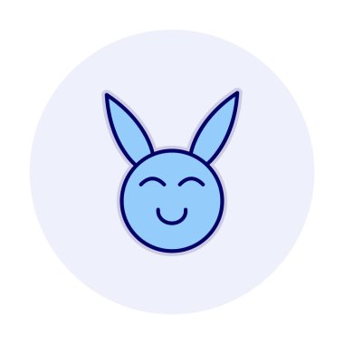 Şirin gülümseyen tavşan ikonu, vektör çizimi 