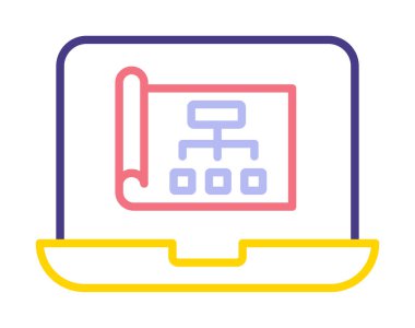 Dizüstü bilgisayar ekranındaki proje web simgesi, vektör illüstrasyonu