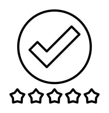 işaretleme işareti ve beş yıldız simgesi, vektör illüstrasyonu