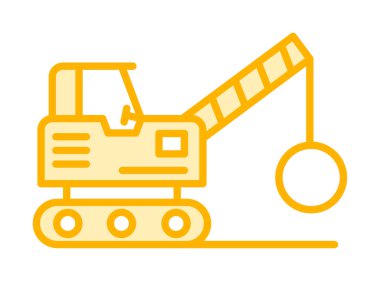 Binanın yıkımı için inşaat aracı. düz vektör illüstrasyonu