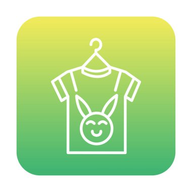 Bebek kıyafetleri ikonu, vektör çizimi. Şirin tavşan resimli tişört 