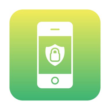 Mobil güvenlik konsepti ikonunun vektör çizimi. Ekranda asma kilitli akıllı telefon