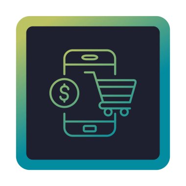 Mobil Online Alışveriş simgesi. Vektör illüstrasyonu